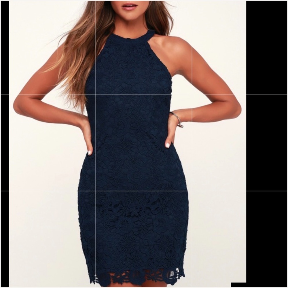 Navy Blue Lace Dress